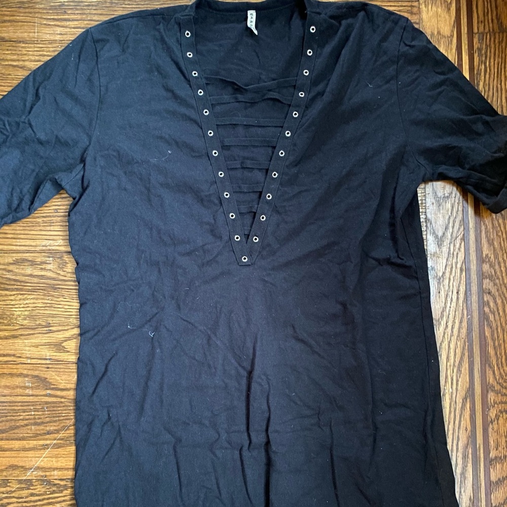 LF black shirt with laces across